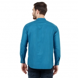 Mens Peacock Blue Short Kurta